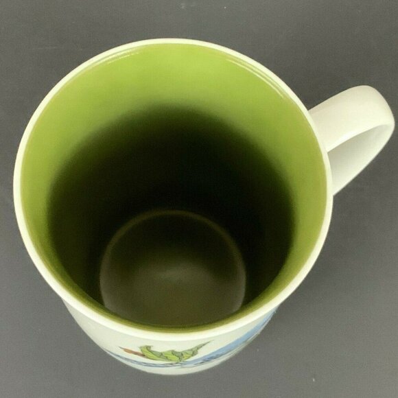 Fitz & Floyd Neiman Marcus Blue Jay Bird Coffee Mug 8oz Green Interior Porcelain - Picture 5 of 6